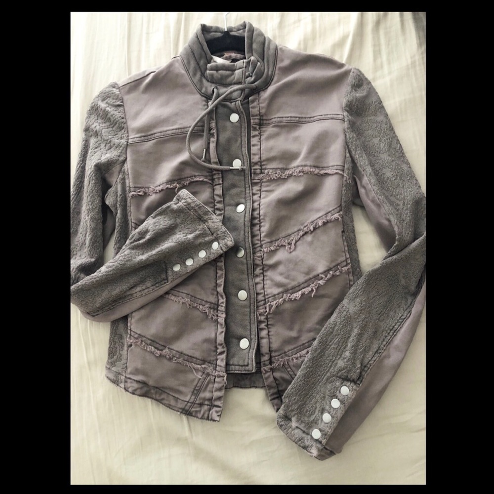 Free people grey military button cuff jacket